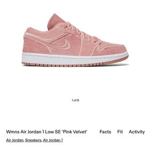 Womens Jordan 1 Low velvet pink